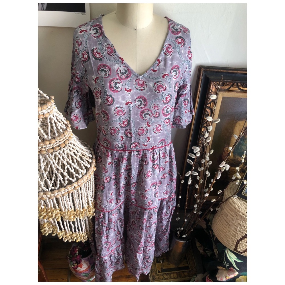 Vajor Wine Maxi Batik dress print made in India - Picture 4 of 16